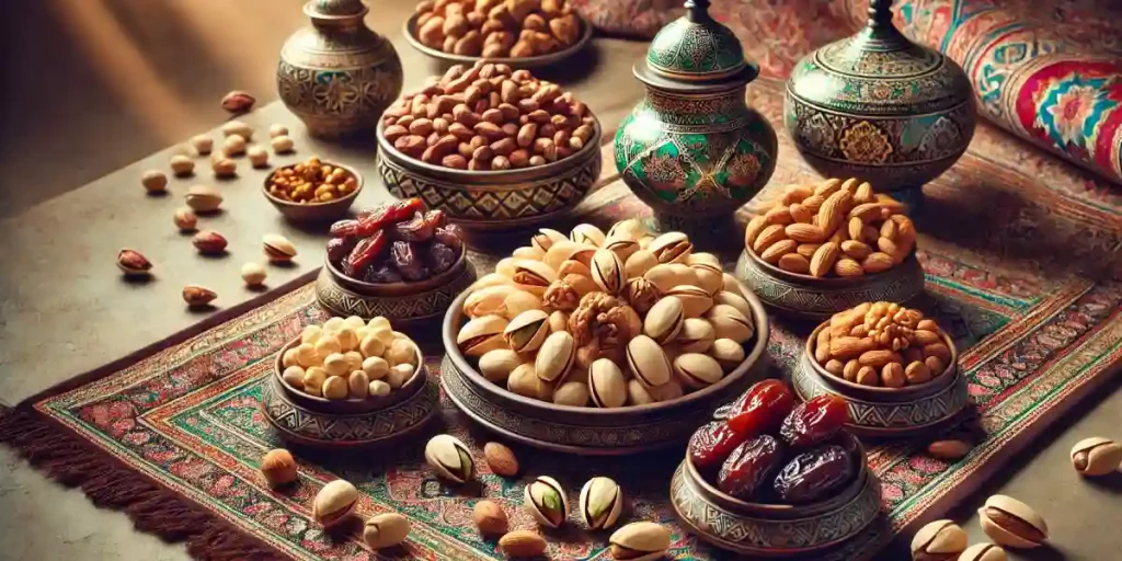 ورزشکار نوجوان در حال مصرف آجیل به عنوان میان‌وعده سالم برای ریکاوری عضلات و تامین انرژی بعد از تمرین.