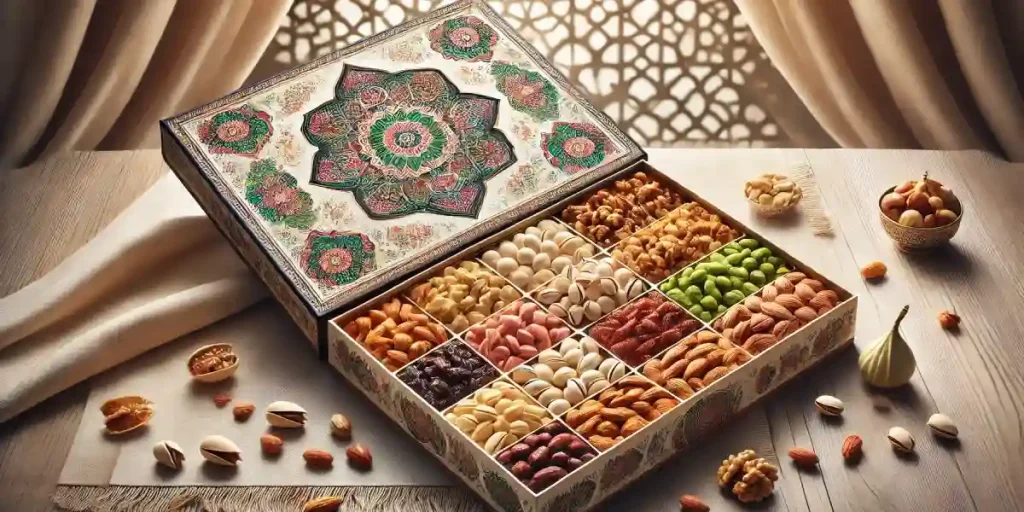 آجیل کچاپی شامل بادام هندی و پسته با روکش ادویه‌ای خوشرنگ، یک میان‌وعده محبوب و طعم‌دار.